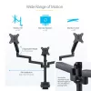 StarTech.com Dreifach-Monitor-Tischhalterung für bis zu drei 27-Zoll-Bildschirme, VESA 75x75/100x100, werkzeuglose Armeinstellung, C-Klemmen-/Tülsenmontage, federunterstützte Arme