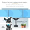 StarTech.com Dreifach-Monitor-Tischhalterung für bis zu drei 27-Zoll-Bildschirme, VESA 75x75/100x100, werkzeuglose Armeinstellung, C-Klemmen-/Tülsenmontage, federunterstützte Arme