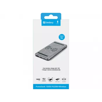 Tragbare Powerbank Sandberg Powerbank 10000 PD20W+Wireless, 10000 mAh