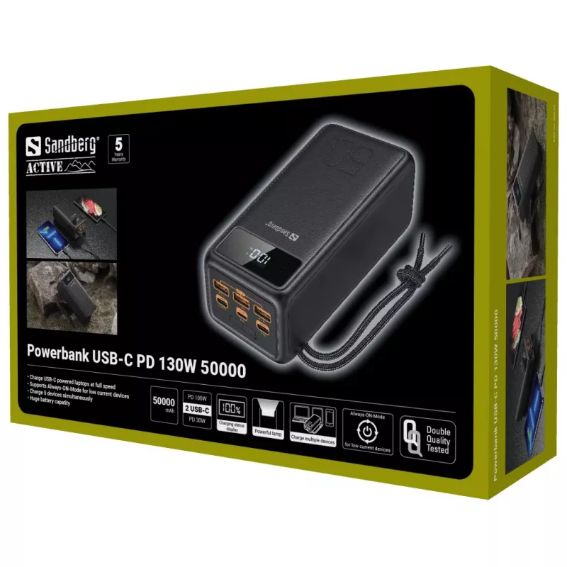 Tragbare Powerbank Sandberg USB-C PD 130W 50000mAh