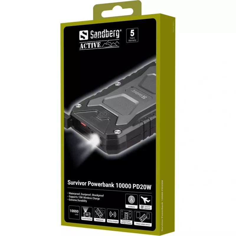 Tragbare Powerbank Sandberg Survivor 10000 PD20W, 10000 mAh