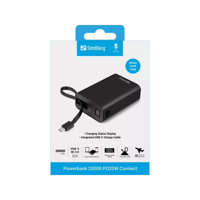 Tragbare Batterie Sandberg Powerbank 20000 PD20W Connect, 20000 mAh