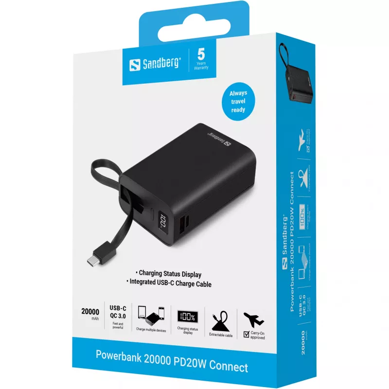 Tragbare Batterie Sandberg Powerbank 20000 PD20W Connect, 20000 mAh