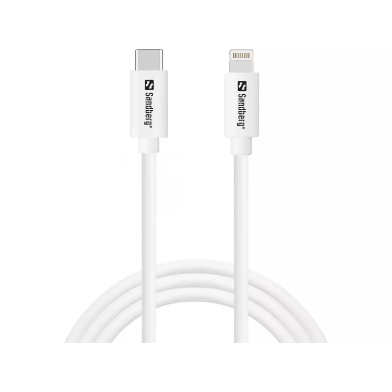 AC Ladegerät Sandberg 20W USB-C + Lightning 1M Schnellladung Weiß