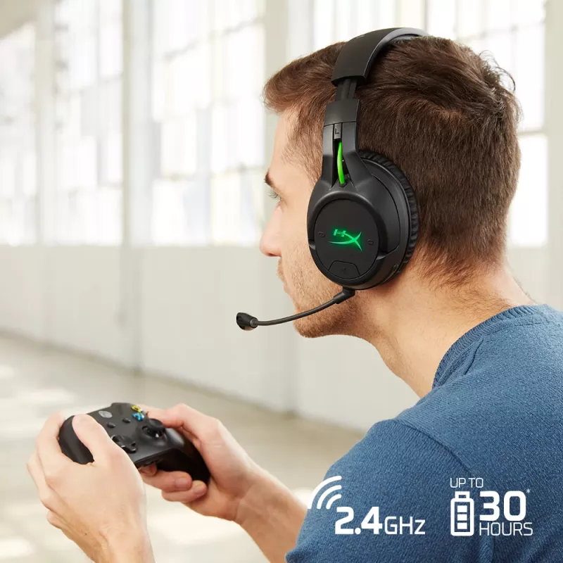 HyperX CloudX Flight – Kabelloses Gaming-Headset (Schwarz-Grün) – Xbox