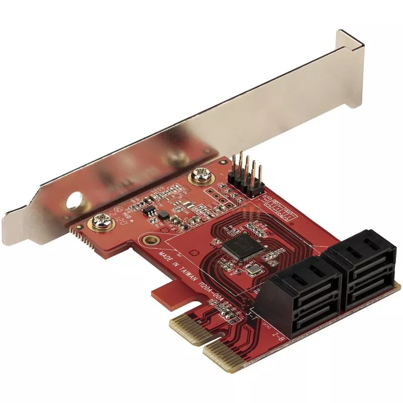 StarTech.com SATA PCIe Karte - 4 Port PCIe SATA Erweiterungskarte - 6 Gbit/s - Low-Profile-Blende - Gestapelte SATA-Anschlüsse - ASM1164 Non-RAID - PCI Express zu SATA Konverter