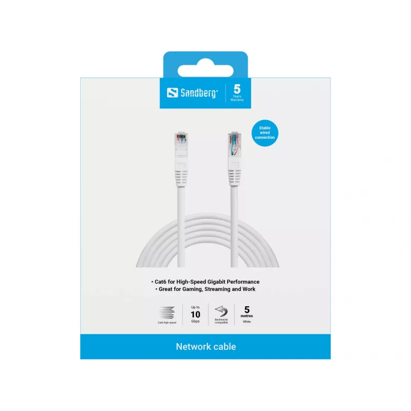 Netzwerkkabel Sandberg Netzwerkkabel UTP Cat6 RJ-45 5 m Weiß