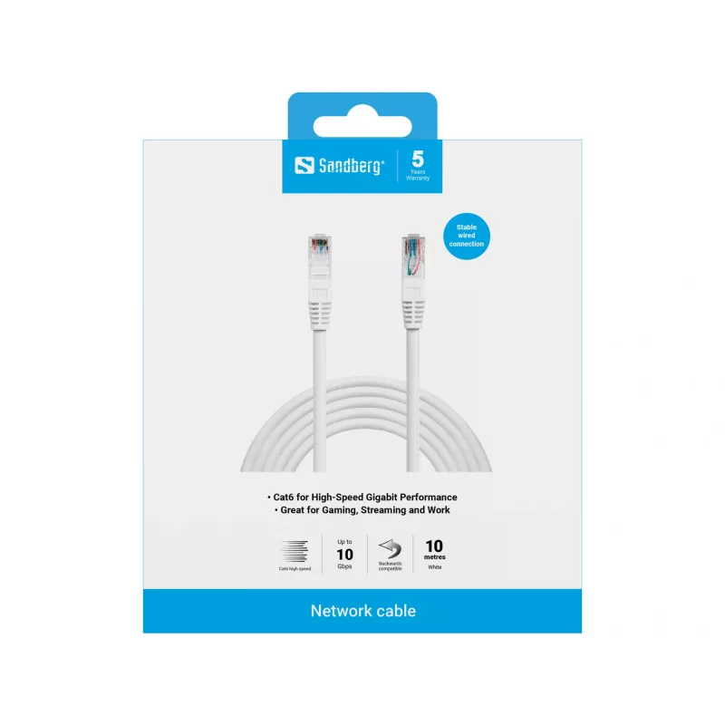 Netzwerkkabel Sandberg UTP Cat6 10m RJ-45 Weiß