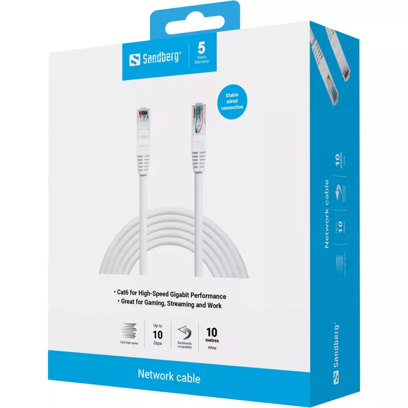 Netzwerkkabel Sandberg UTP Cat6 10m RJ-45 Weiß