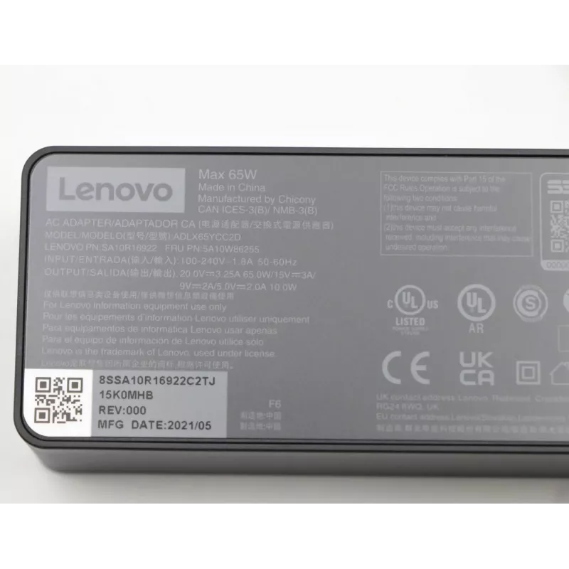 Lenovo 5A10W86255 Netzteil Innenbereich 65 W Schwarz