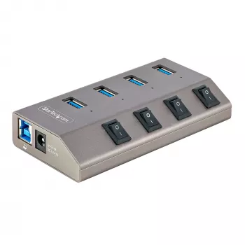 StarTech.com 4-Port-Self-Powered-USB-C-Hub mit einzelnen Ein/Aus-Schaltern, USB 3.0 5Gbps-Erweiterungshub mit Netzteil, Desktop/Laptop-USB-C-zu-USB-A-Hub, USB-Typ-C-Hub mit BC 1.2