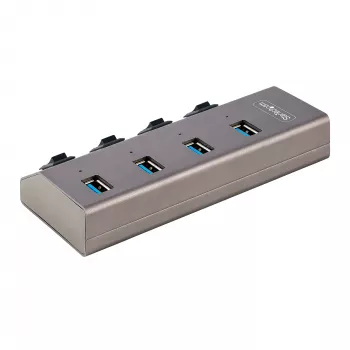 StarTech.com 4-Port-Self-Powered-USB-C-Hub mit einzelnen Ein/Aus-Schaltern, USB 3.0 5Gbps-Erweiterungshub mit Netzteil, Desktop/Laptop-USB-C-zu-USB-A-Hub, USB-Typ-C-Hub mit BC 1.2