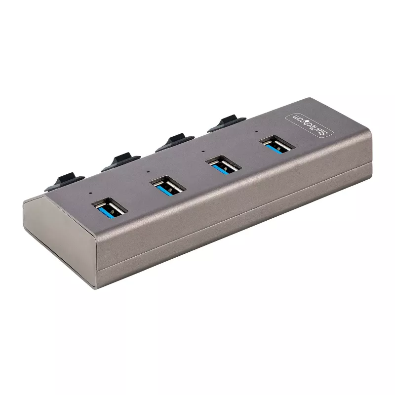 StarTech.com 4-Port-Self-Powered-USB-C-Hub mit einzelnen Ein/Aus-Schaltern, USB 3.0 5Gbps-Erweiterungshub mit Netzteil, Desktop/Laptop-USB-C-zu-USB-A-Hub, USB-Typ-C-Hub mit BC 1.2