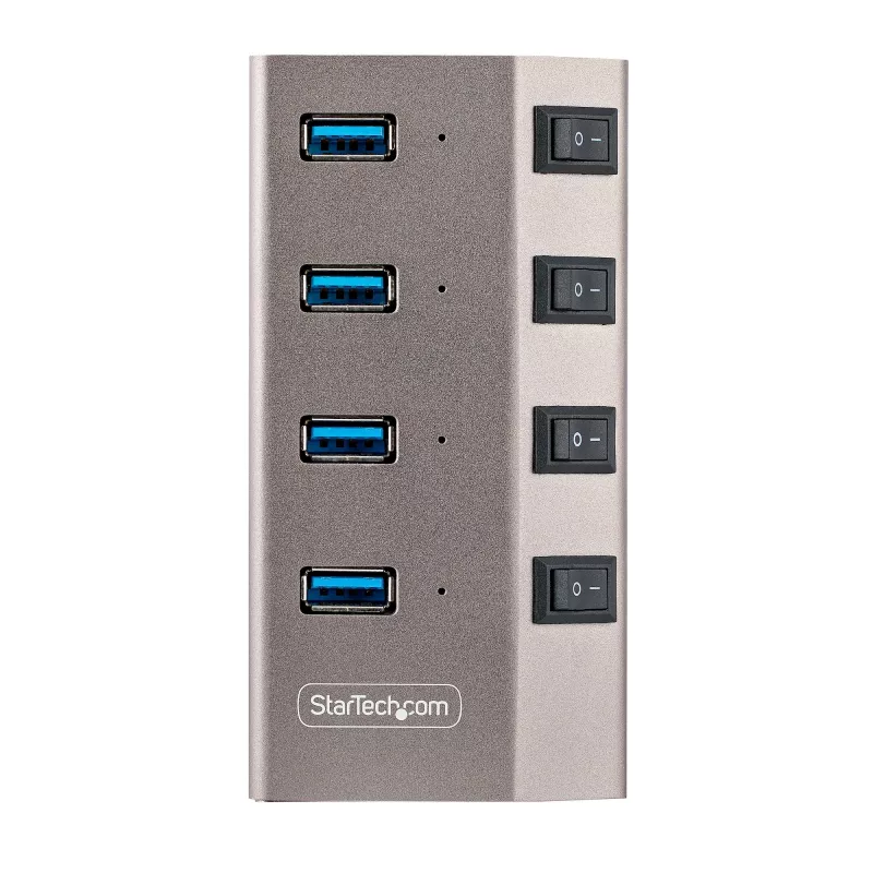 StarTech.com 4-Port-Self-Powered-USB-C-Hub mit einzelnen Ein/Aus-Schaltern, USB 3.0 5Gbps-Erweiterungshub mit Netzteil, Desktop/Laptop-USB-C-zu-USB-A-Hub, USB-Typ-C-Hub mit BC 1.2