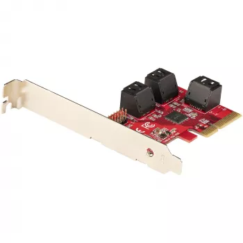 StarTech.com SATA PCIe-Karte – 6-Port PCIe SATA-Erweiterungskarte – 6 Gbit/s – Low/Full Profile – Gestapelte SATA-Anschlüsse – ASM1166 Non-RAID – PCI Express zu SATA-Konverter