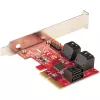 StarTech.com SATA PCIe-Karte – 6-Port PCIe SATA-Erweiterungskarte – 6 Gbit/s – Low/Full Profile – Gestapelte SATA-Anschlüsse – ASM1166 Non-RAID – PCI Express zu SATA-Konverter