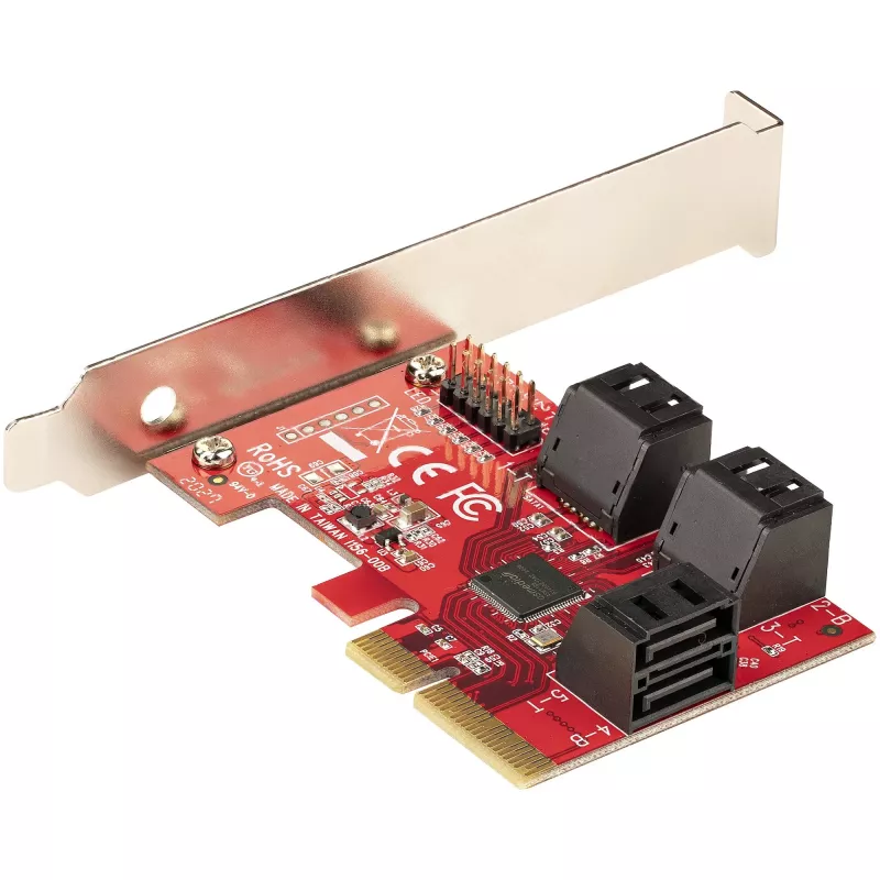 StarTech.com SATA PCIe-Karte – 6-Port PCIe SATA-Erweiterungskarte – 6 Gbit/s – Low/Full Profile – Gestapelte SATA-Anschlüsse – ASM1166 Non-RAID – PCI Express zu SATA-Konverter