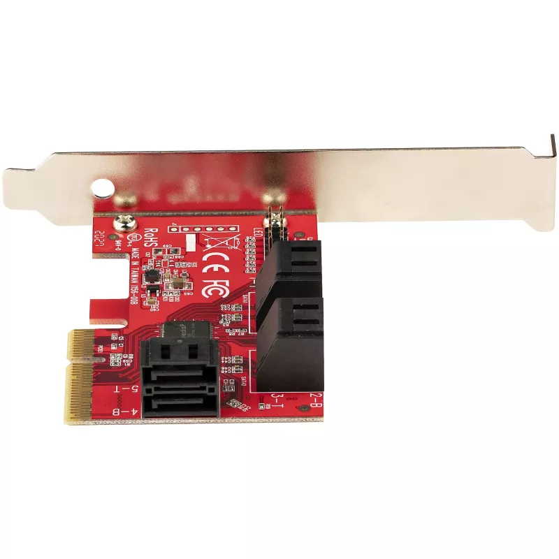 StarTech.com SATA PCIe-Karte – 6-Port PCIe SATA-Erweiterungskarte – 6 Gbit/s – Low/Full Profile – Gestapelte SATA-Anschlüsse – ASM1166 Non-RAID – PCI Express zu SATA-Konverter