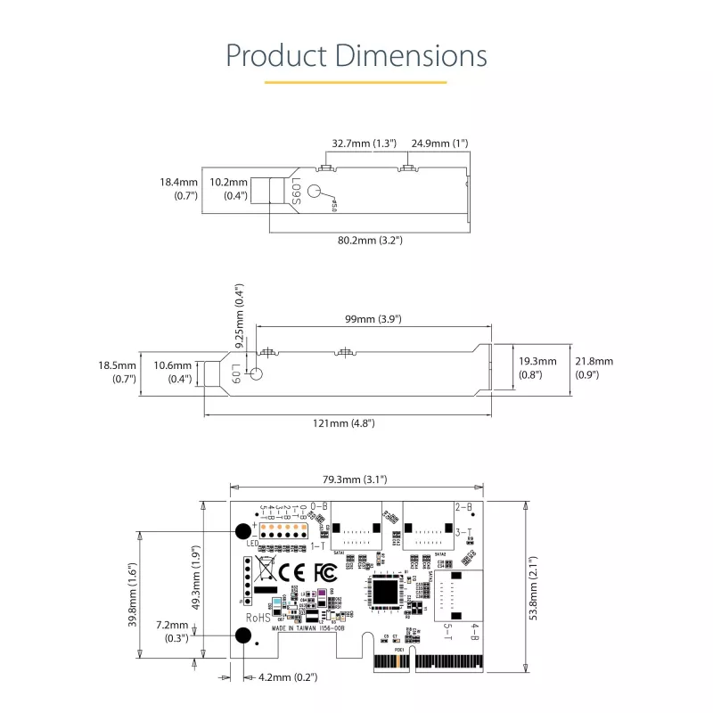 StarTech.com SATA PCIe-Karte – 6-Port PCIe SATA-Erweiterungskarte – 6 Gbit/s – Low/Full Profile – Gestapelte SATA-Anschlüsse – ASM1166 Non-RAID – PCI Express zu SATA-Konverter