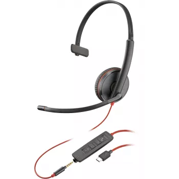 HP Poly Schwarzwire C3215 Monaural Headset +Tragetasche (Bulk), Kabelgebunden, Büro/Callcenter, 87 g, Headset, Schwarz