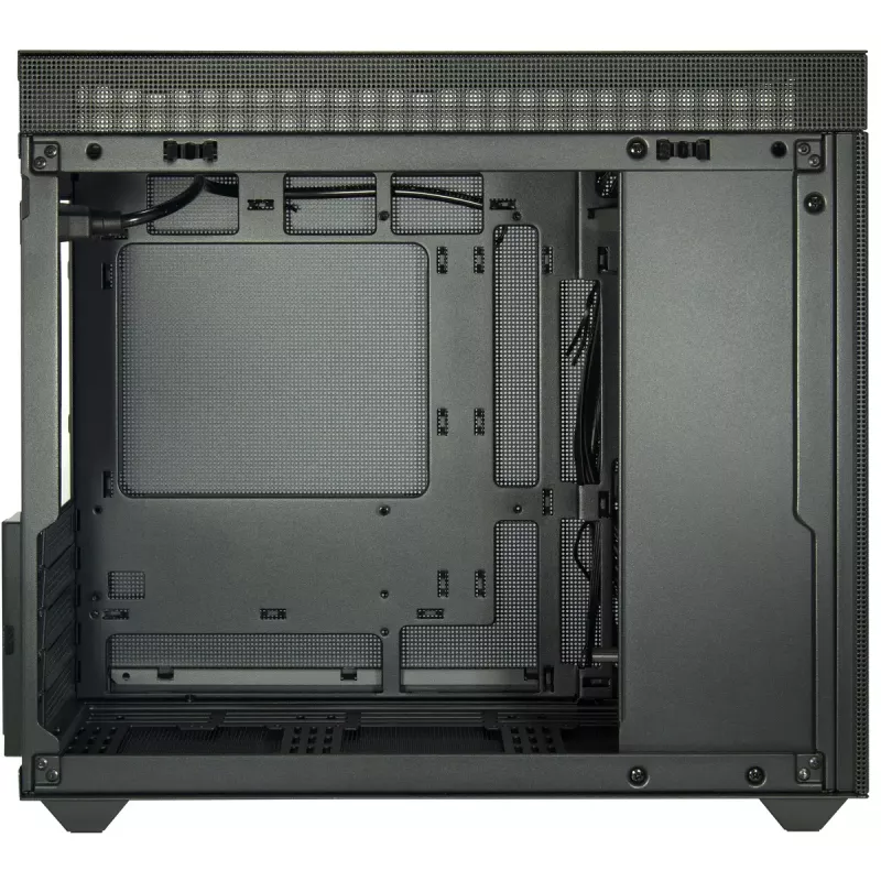PC Mini-Tower-Gehäuse INTER-TECH IM-2 Expander, Mini-ITX/Micro ATX, unterstützt ATX/SFX-Netzteile, 2,5-Zoll- und 3,5-Zoll-Laufwerke, Front-/Top-Lüfter 120/140 mm, schwarz