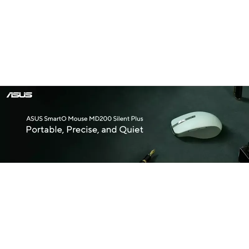 Maus ASUS SmartO MD200 Silent Plus – beidhändig RF Wireless + Bluetooth, optisch 4200 DPI, 6 Tasten, grün