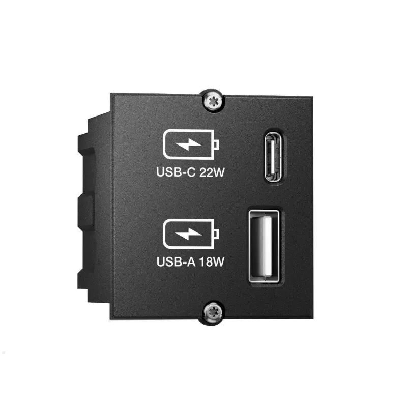Steckdosenmodul USB-A + USB-C Bachmann 917.227 Schwarz IP20 250V