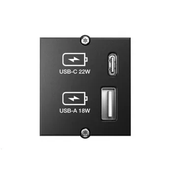 Steckdosenmodul USB-A + USB-C Bachmann 917.227 Schwarz IP20 250V