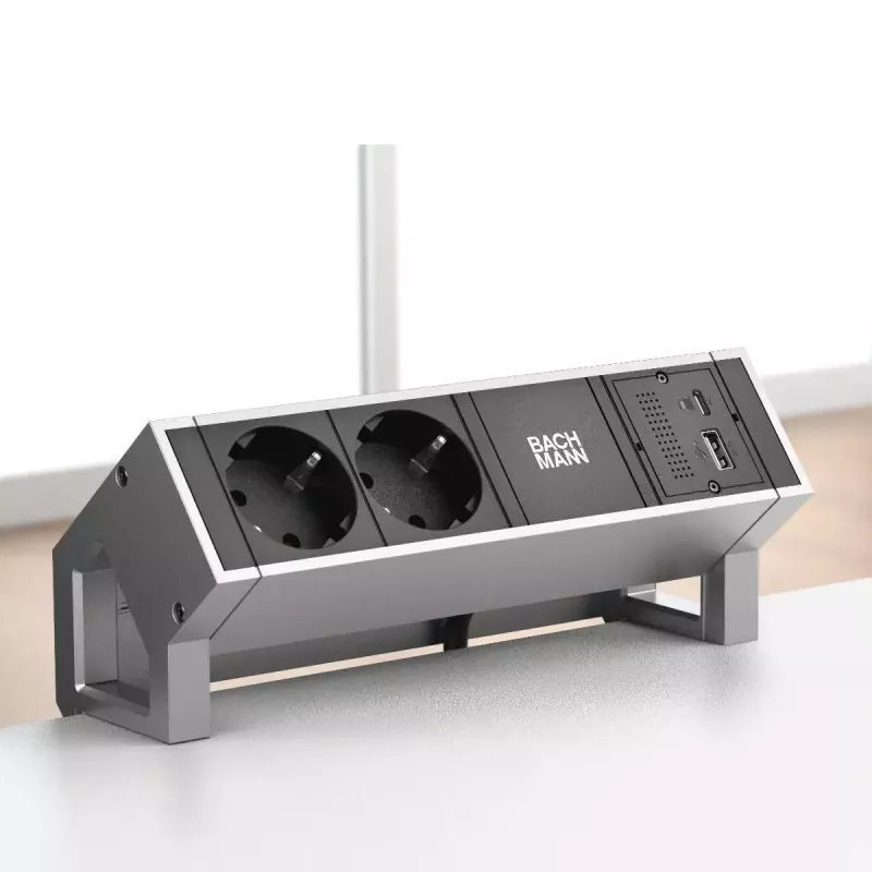 Steckdose USB A + USB C Bachmann 917.229 Schwarz 3A