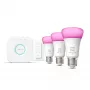 Smart-Lighting-Kit Philips Hue White and Colour Ambience Starterkit – 3× E27 11W-Lampen, Bluetooth/Zigbee, Dimmer
