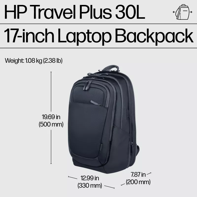HP Travel Plus 30L 17-Zoll Laptop-Rucksack, Rucksack, 43,2 cm (17 Zoll), 1,08 kg