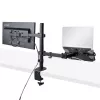 StarTech.com Monitorarm mit VESA-Laptophalterung, für einen Laptop (4,5 kg/9,9 lb) und ein einzelnes Display bis zu 32 Zoll (8 kg/17,6 lb), Schwarz, belüftete Ablage, verstellbare Laptop-Armhalterung, C-Klemme/Tischdurchführungsmontage