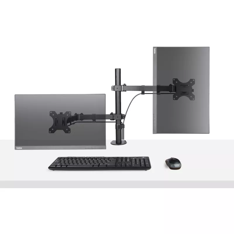 StarTech.com Monitorarm mit VESA-Laptophalterung, für einen Laptop (4,5 kg/9,9 lb) und ein einzelnes Display bis zu 32 Zoll (8 kg/17,6 lb), Schwarz, belüftete Ablage, verstellbare Laptop-Armhalterung, C-Klemme/Tischdurchführungsmontage
