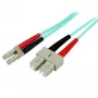 StarTech.com 1 m (3 ft) LC/UPC auf SC/UPC OM3 Multimode-Glasfaserkabel, Vollduplex 50/125 µm Zipcord-Glasfaserkabel, 100G, geringe Einfügedämpfung, LSZH-Glasfaser-Jumperkabel