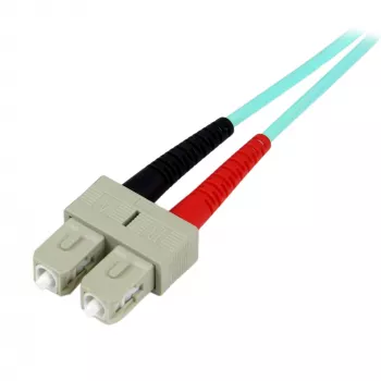 StarTech.com 1 m (3 ft) LC/UPC auf SC/UPC OM3 Multimode-Glasfaserkabel, Vollduplex 50/125 µm Zipcord-Glasfaserkabel, 100G, geringe Einfügedämpfung, LSZH-Glasfaser-Jumperkabel