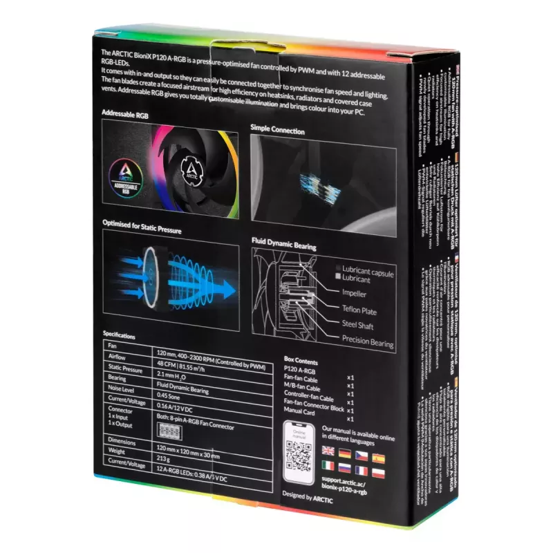 ARCTIC BioniX P120 A-RGB Druckoptimierter 120-mm-Lüfter mit A-RGB