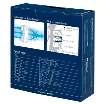 ARCTIC P8 - Druckoptimierter 80-mm-Lüfter