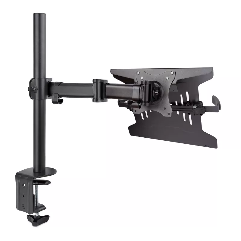 StarTech.com Laptop-Desk-Mount – Monitor- und Laptop-Halterung – Displays bis 34 Zoll (8 kg) & Laptops (4,5 kg) – Gelenkiger VESA-Laptoptischarm – Klemmen-/Tüllenmontage