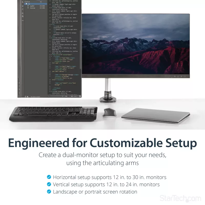 StarTech.com Schreibtischmontage Dual-Monitorarm – vollbeweglich gelenkig – Premium