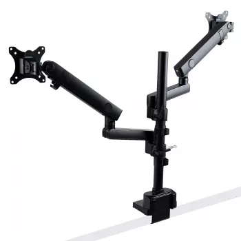 StarTech.com Schreibtischhalterung dualer Monitorarm, voll bewegliche Monitorhalterung für 2x VESA-Bildschirme bis 32 Zoll (8 kg), höhenverstellbar, Klemm-/Tischdurchführungshalterung, mechanische Feder