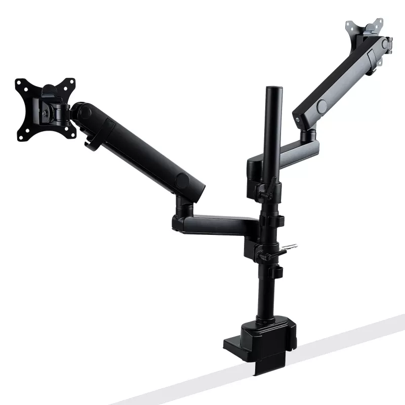 StarTech.com Schreibtischhalterung dualer Monitorarm, voll bewegliche Monitorhalterung für 2x VESA-Bildschirme bis 32 Zoll (8 kg), höhenverstellbar, Klemm-/Tischdurchführungshalterung, mechanische Feder
