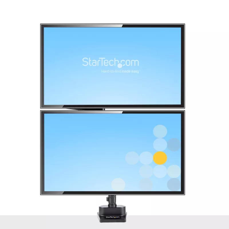 StarTech.com Schreibtischhalterung dualer Monitorarm, voll bewegliche Monitorhalterung für 2x VESA-Bildschirme bis 32 Zoll (8 kg), höhenverstellbar, Klemm-/Tischdurchführungshalterung, mechanische Feder