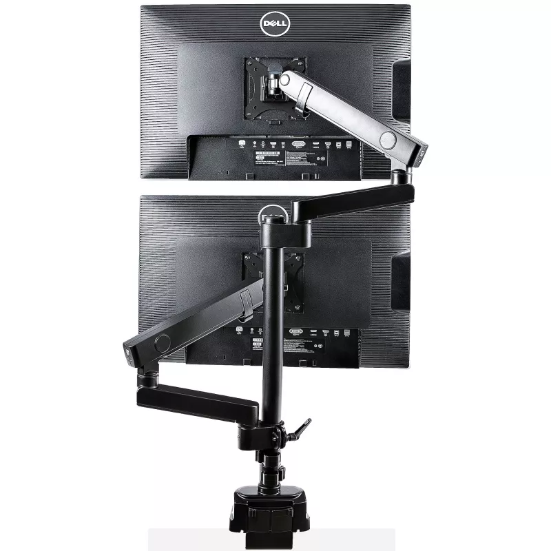 StarTech.com Schreibtischhalterung dualer Monitorarm, voll bewegliche Monitorhalterung für 2x VESA-Bildschirme bis 32 Zoll (8 kg), höhenverstellbar, Klemm-/Tischdurchführungshalterung, mechanische Feder
