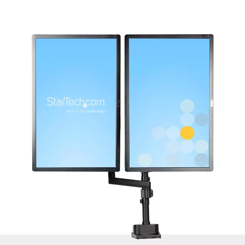 StarTech.com Schreibtischhalterung dualer Monitorarm, voll bewegliche Monitorhalterung für 2x VESA-Bildschirme bis 32 Zoll (8 kg), höhenverstellbar, Klemm-/Tischdurchführungshalterung, mechanische Feder
