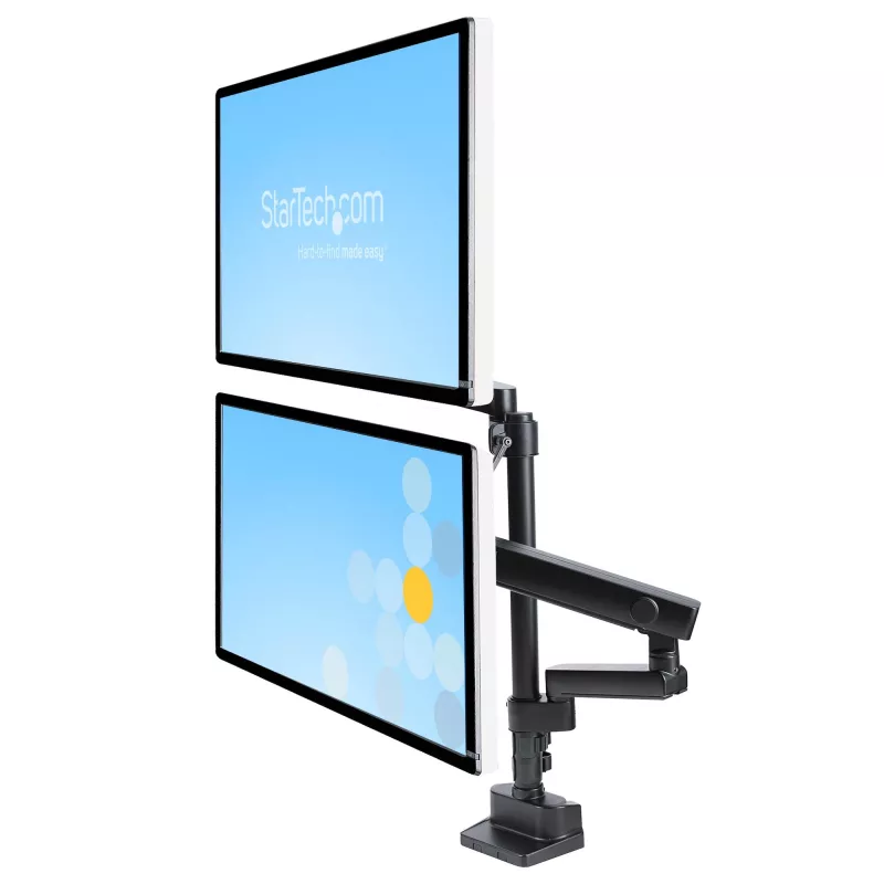 StarTech.com Schreibtischhalterung dualer Monitorarm, voll bewegliche Monitorhalterung für 2x VESA-Bildschirme bis 32 Zoll (8 kg), höhenverstellbar, Klemm-/Tischdurchführungshalterung, mechanische Feder