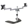 StarTech.com Dual-Monitor-Standfuß – Ergonomischer Desktop-Monitorständer für bis zu 32-Zoll-VESA-Displays – Freistehende, bewegliche, universelle Computermonitorhalterung – Höhenverstellbar – Silber