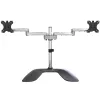 StarTech.com Dual-Monitor-Standfuß – Ergonomischer Desktop-Monitorständer für bis zu 32-Zoll-VESA-Displays – Freistehende, bewegliche, universelle Computermonitorhalterung – Höhenverstellbar – Silber