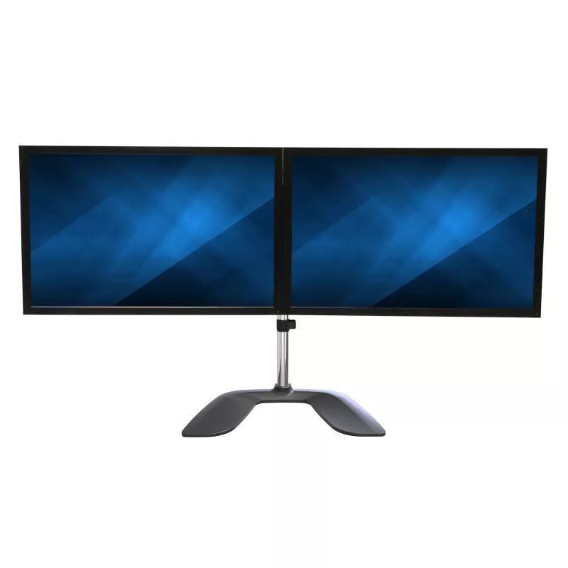 StarTech.com Dual-Monitor-Standfuß – Ergonomischer Desktop-Monitorständer für bis zu 32-Zoll-VESA-Displays – Freistehende, bewegliche, universelle Computermonitorhalterung – Höhenverstellbar – Silber