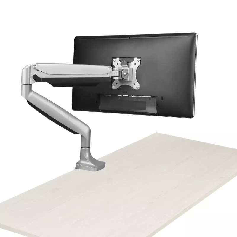 StarTech.com Schreibtisch-Monitorhalterung - Hochbelastbare ergonomische VESA-Monitorhalterung - Einzelner 9-kg-Bildschirm - Vollbeweglich, höhenverstellbar, gelenkig - Aluminium - Tischklemme/Tischdurchführung - Silber