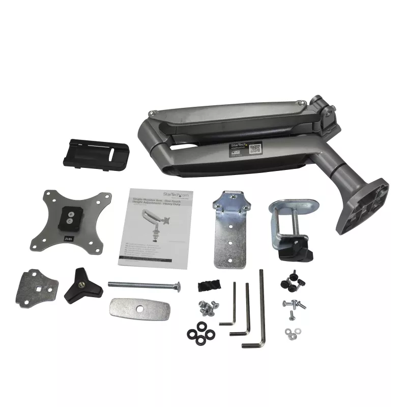 StarTech.com Schreibtisch-Monitorhalterung - Hochbelastbare ergonomische VESA-Monitorhalterung - Einzelner 9-kg-Bildschirm - Vollbeweglich, höhenverstellbar, gelenkig - Aluminium - Tischklemme/Tischdurchführung - Silber